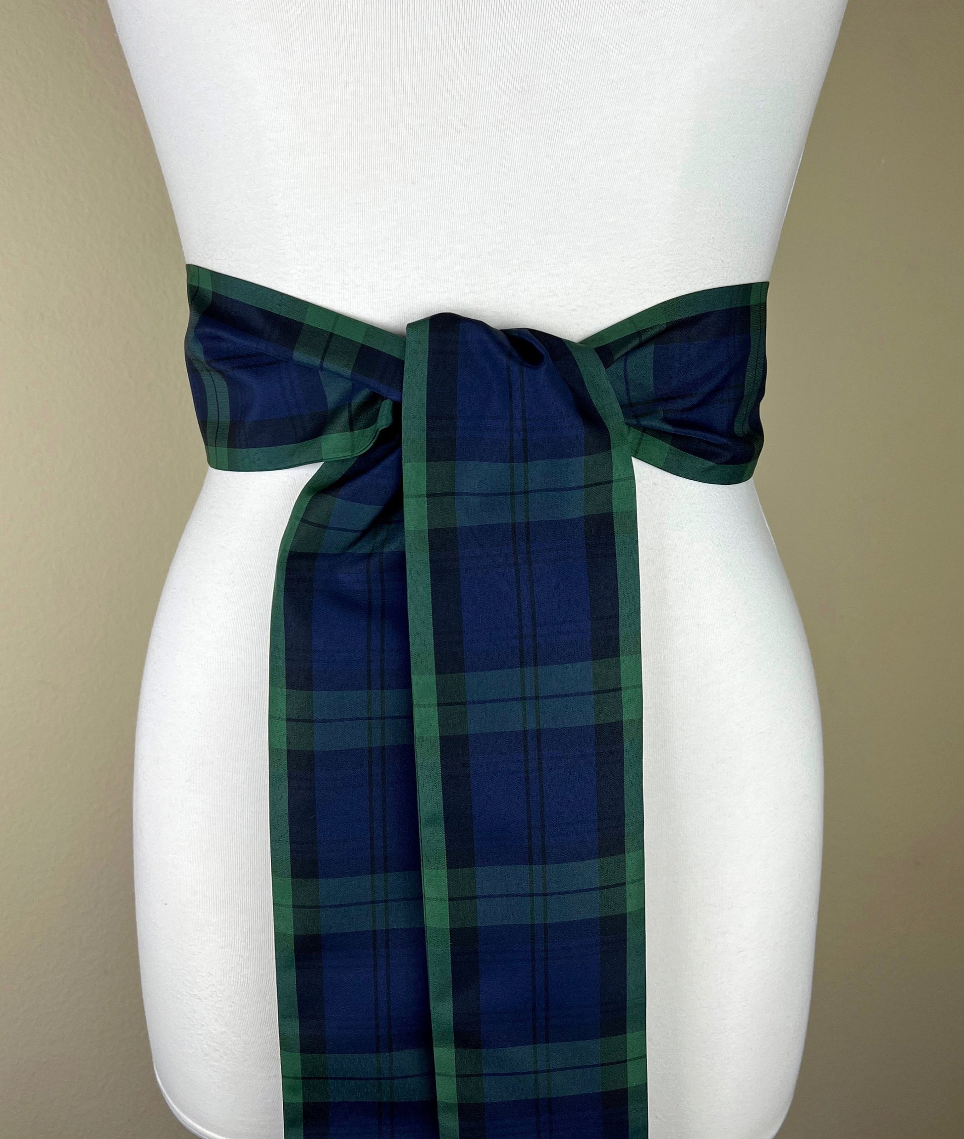 Taffeta Black Watch Tartan Sash, Black Watch Plaid Taffeta Sash, Black Watch Taffeta Dress Sash, Black Watch Accessories, Satin Swank