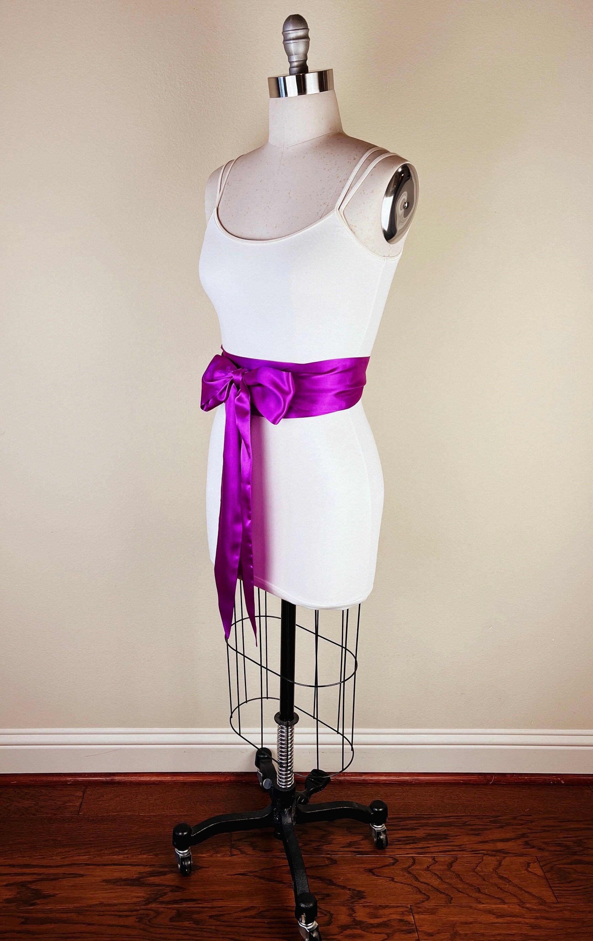 wedding dress with purple sash Strapless Wedding Dress with Plum Belt