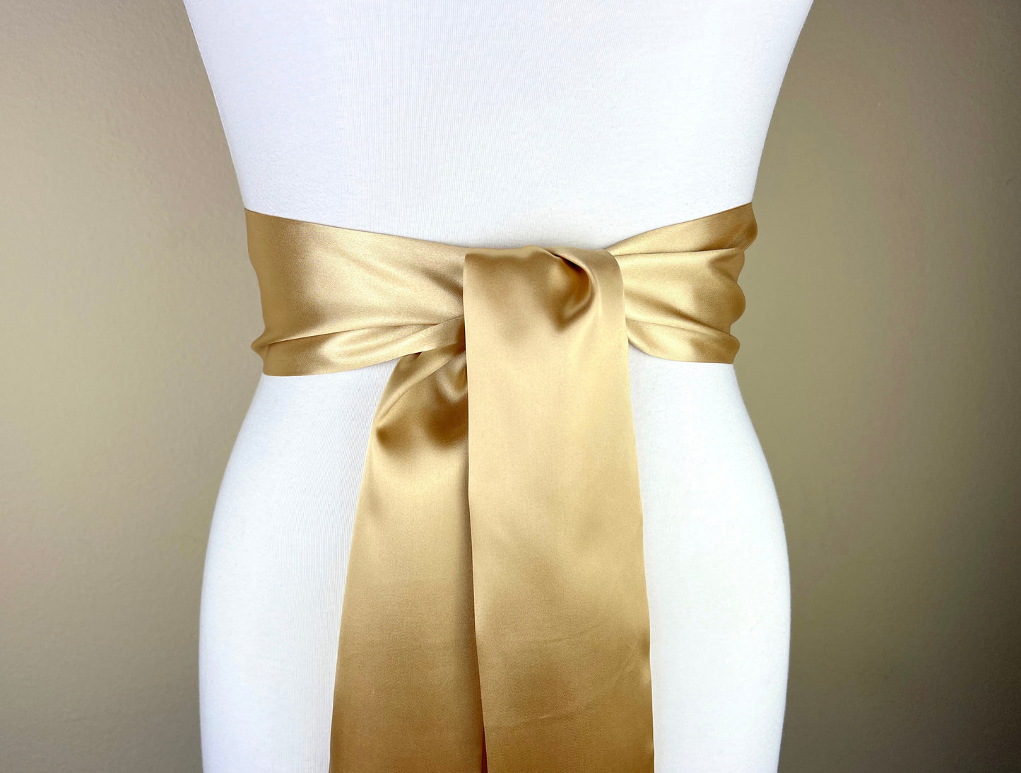 Wide Pale Gold Satin Sash Belt by Satin Swank Wide Pale Gold Satin Sash Belt by Satin Swank