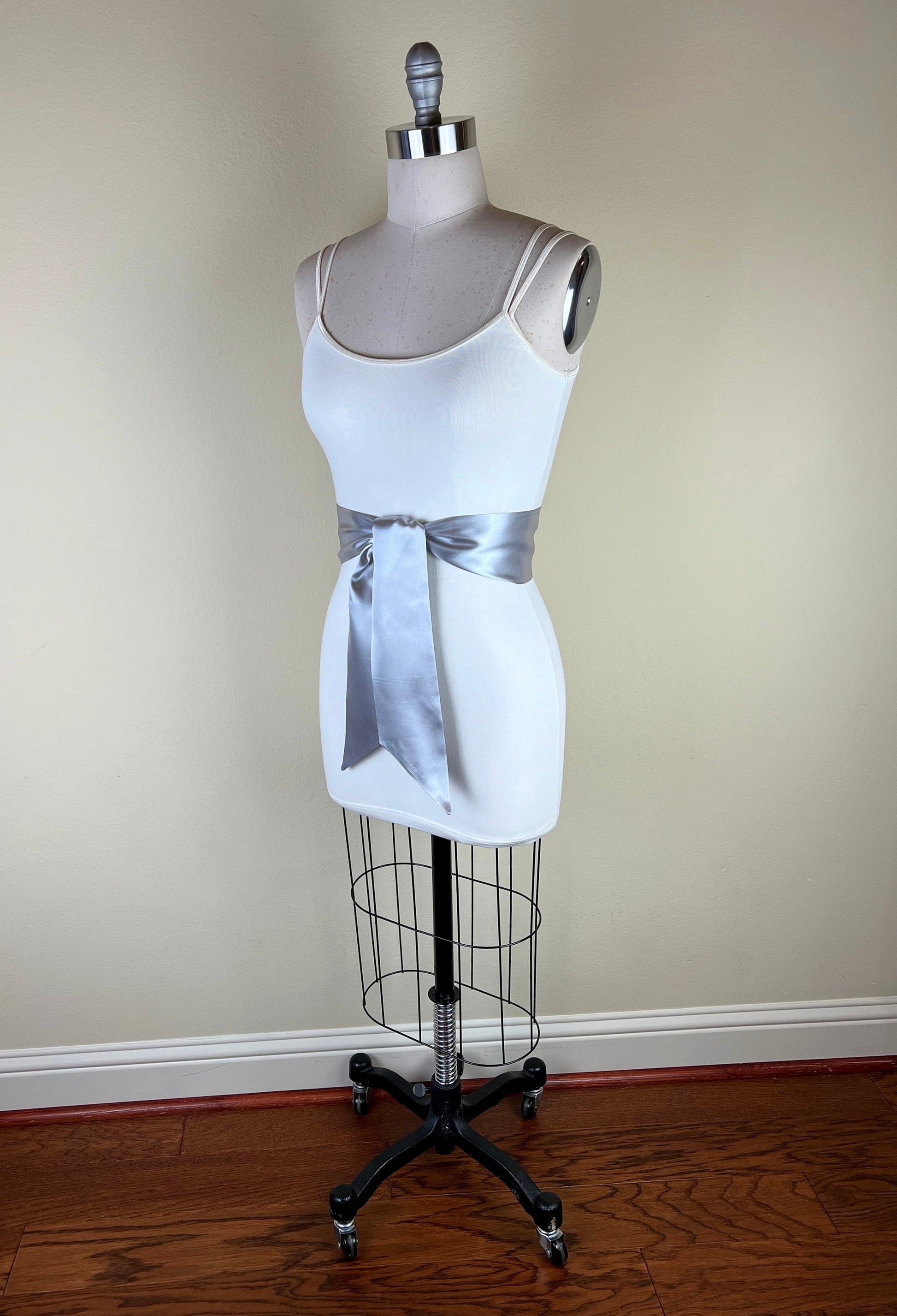 Bright Silver Satin Sash, Silver Sash Belt, Wide Silver Wedding Dress Sash, Silver Bridal Sash, Silver Satin Sash Belt, Satin Swank