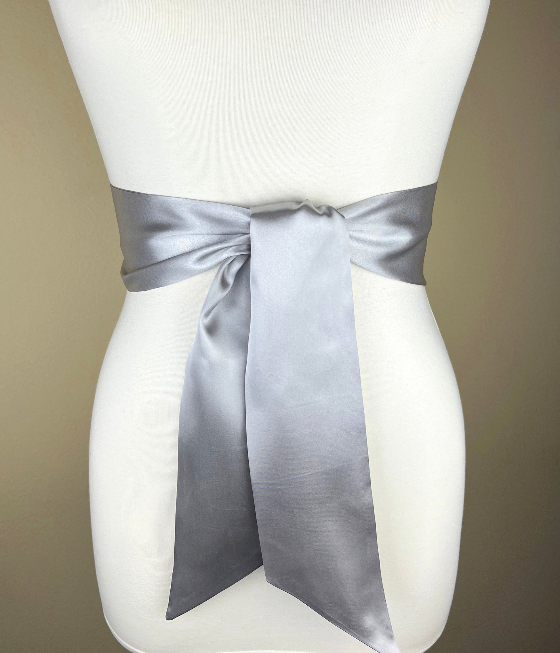 Bright Silver Satin Sash, Silver Sash Belt, Wide Silver Wedding Dress Sash, Silver Bridal Sash, Silver Satin Sash Belt, Satin Swank