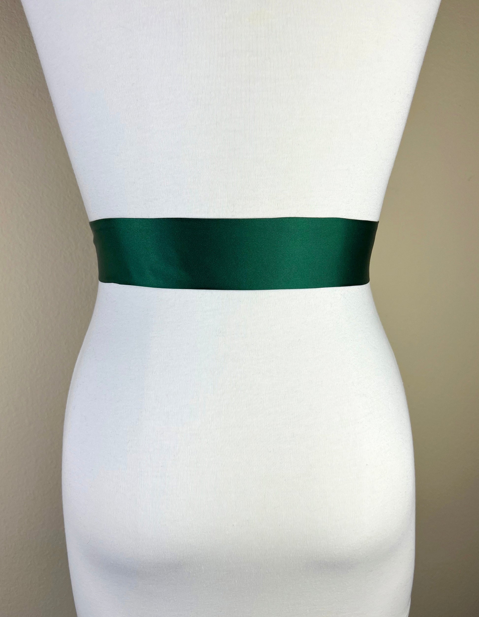 Narrow Hunter Green Satin Sash Belt by Satin Swank Narrow Hunter Green Satin Sash Belt by Satin Swank