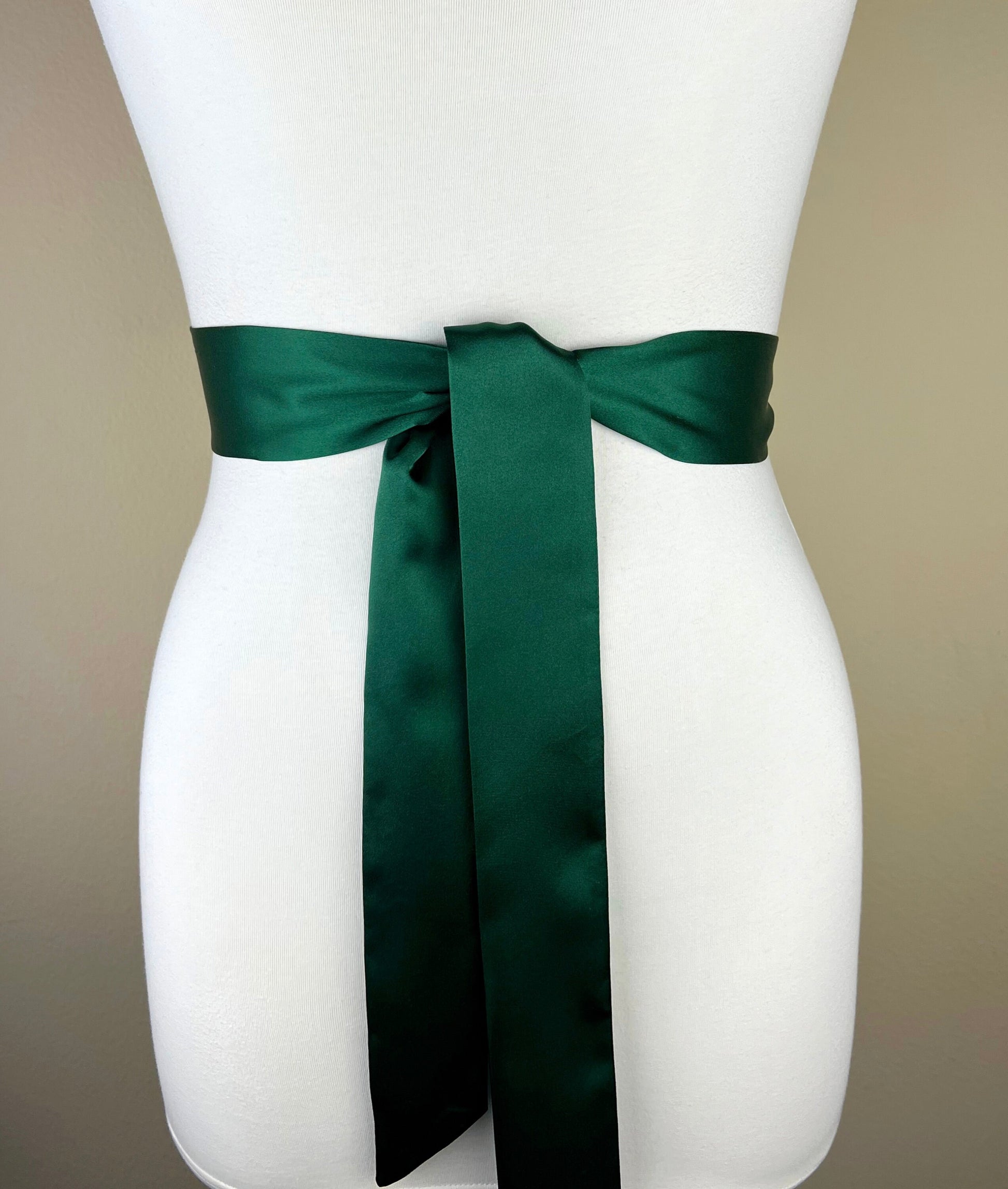 Narrow Hunter Green Satin Sash Belt by Satin Swank Narrow Hunter Green Satin Sash Belt by Satin Swank