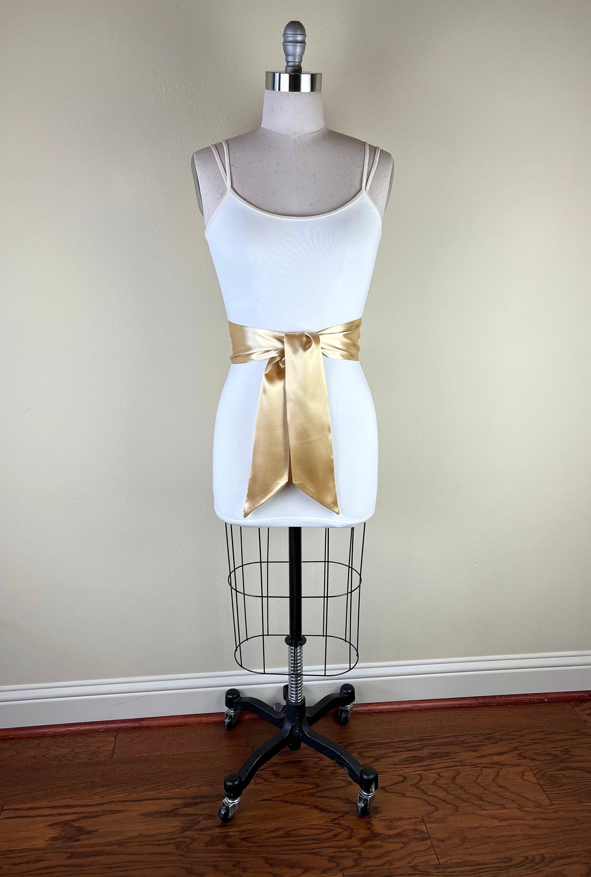 Wide Pale Gold Satin Sash Belt by Satin Swank - 60 Wide Pale Gold Satin Sash Belt by Satin Swank - 60
