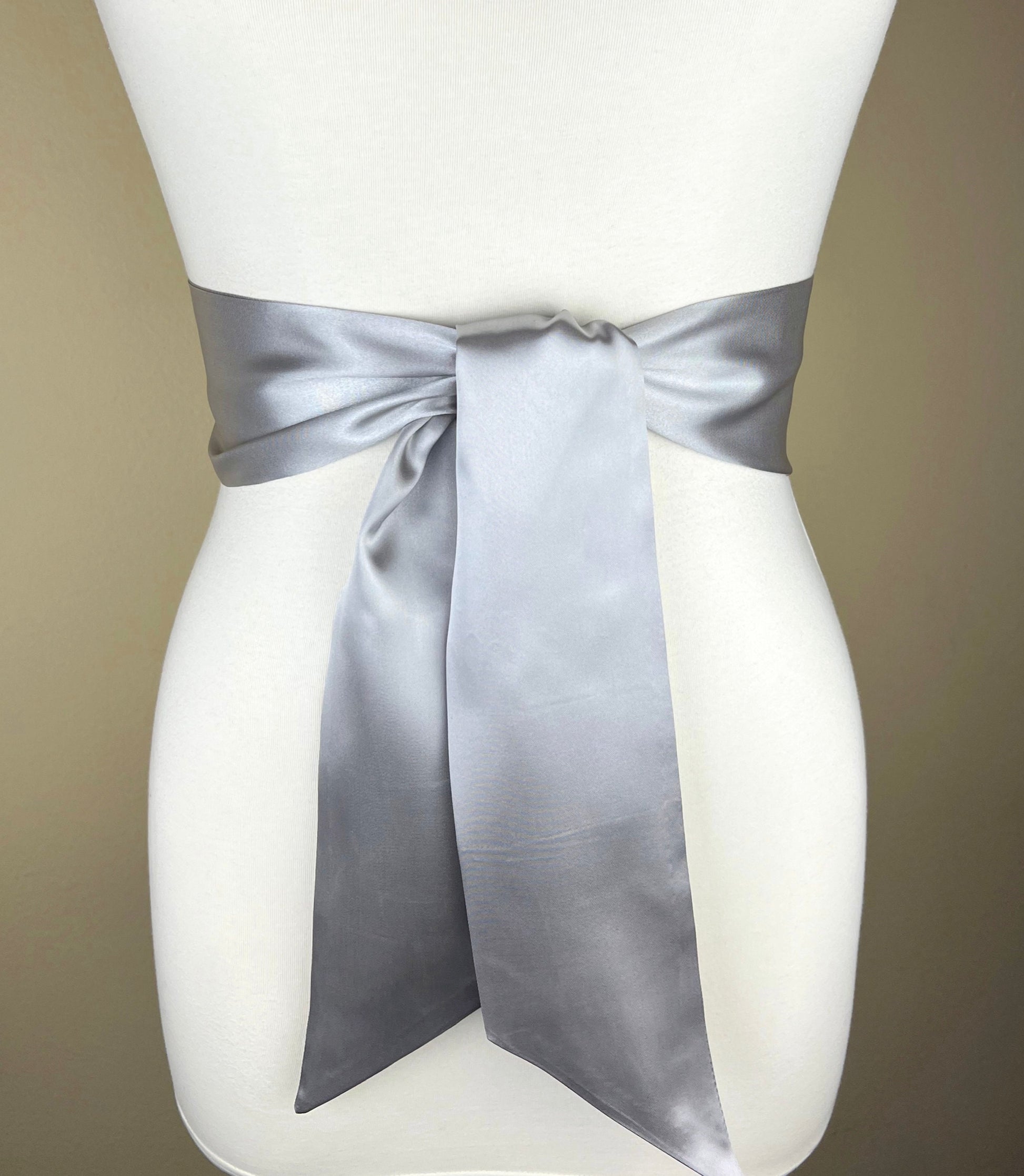 Bright Silver Satin Sash, Silver Sash Belt, Wide Silver Wedding Dress Sash, Silver Bridal Sash, Silver Satin Sash Belt, Satin Swank