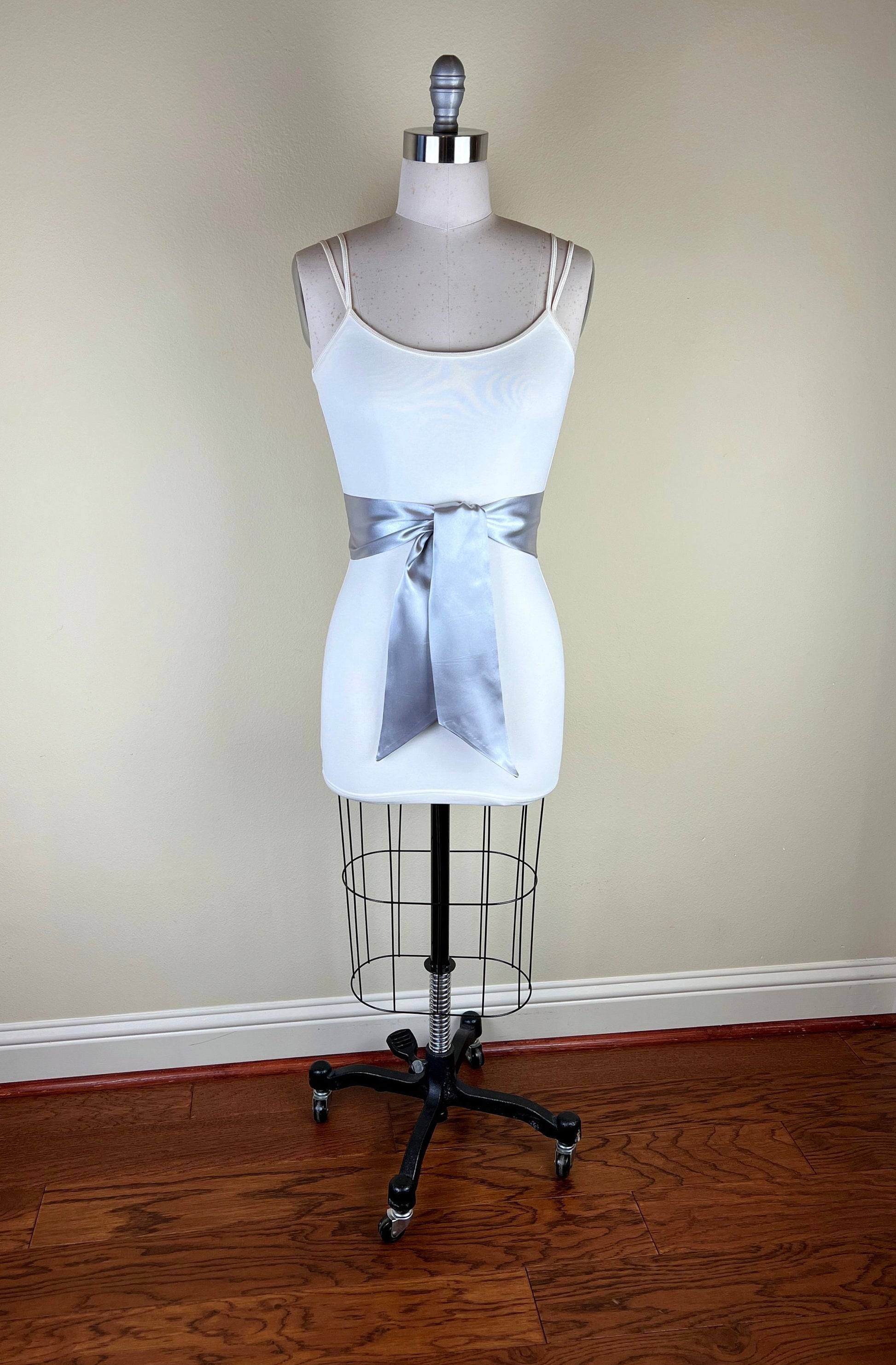 Bright Silver Satin Sash, Silver Sash Belt, Wide Silver Wedding Dress Sash, Silver Bridal Sash, Silver Satin Sash Belt, Satin Swank