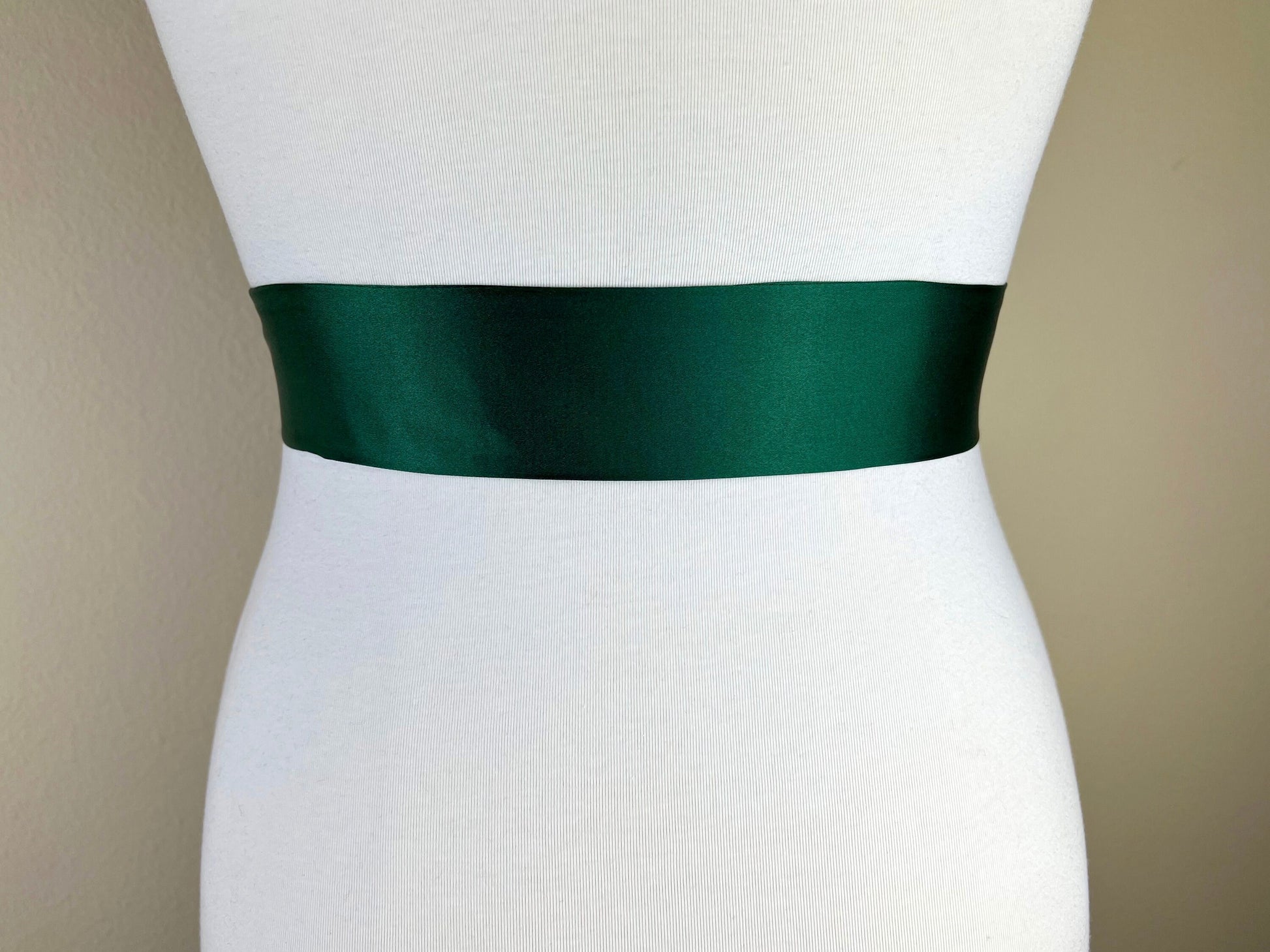 Narrow Hunter Green Satin Sash Belt by Satin Swank Narrow Hunter Green Satin Sash Belt by Satin Swank