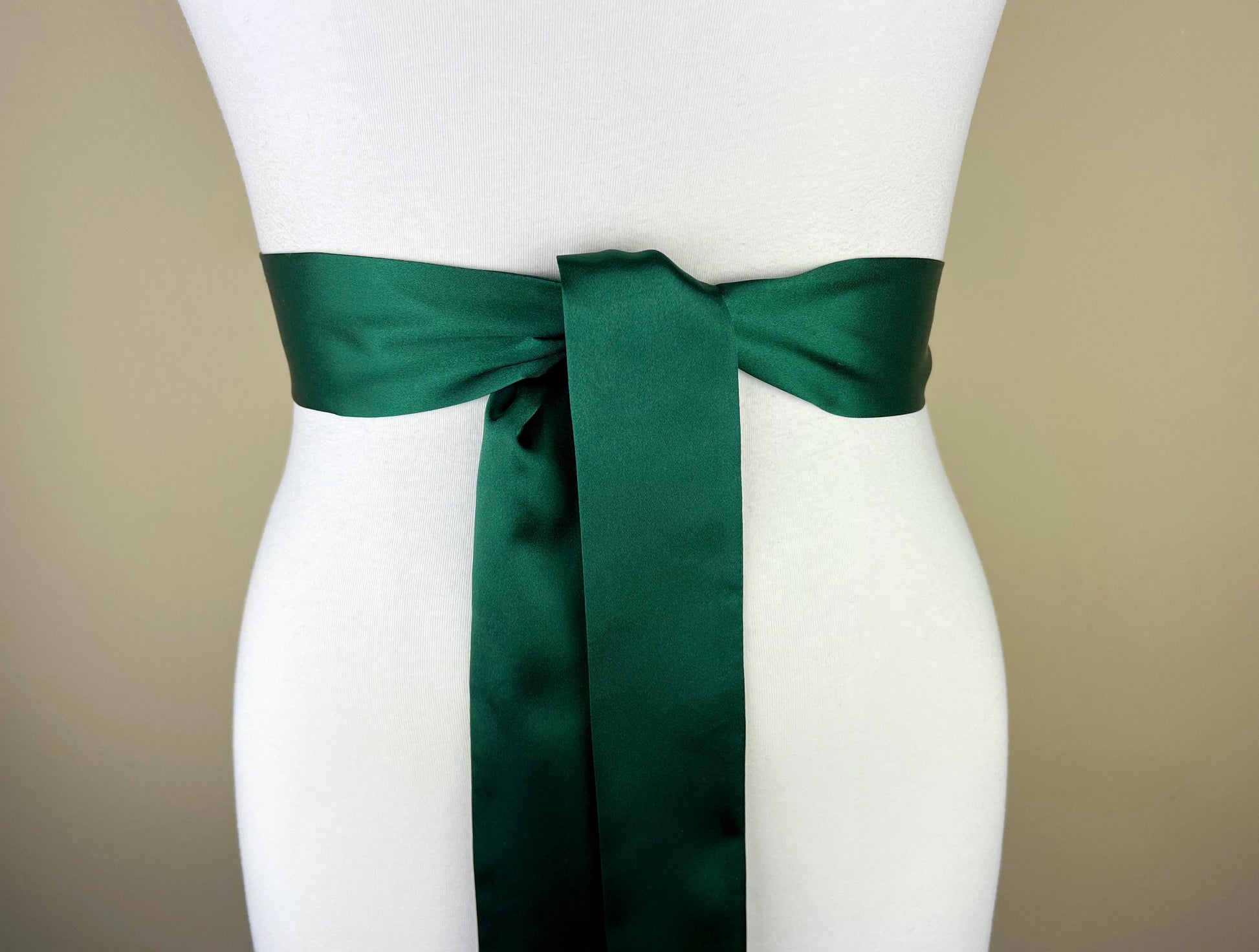 Narrow Hunter Green Satin Sash Belt by Satin Swank Narrow Hunter Green Satin Sash Belt by Satin Swank