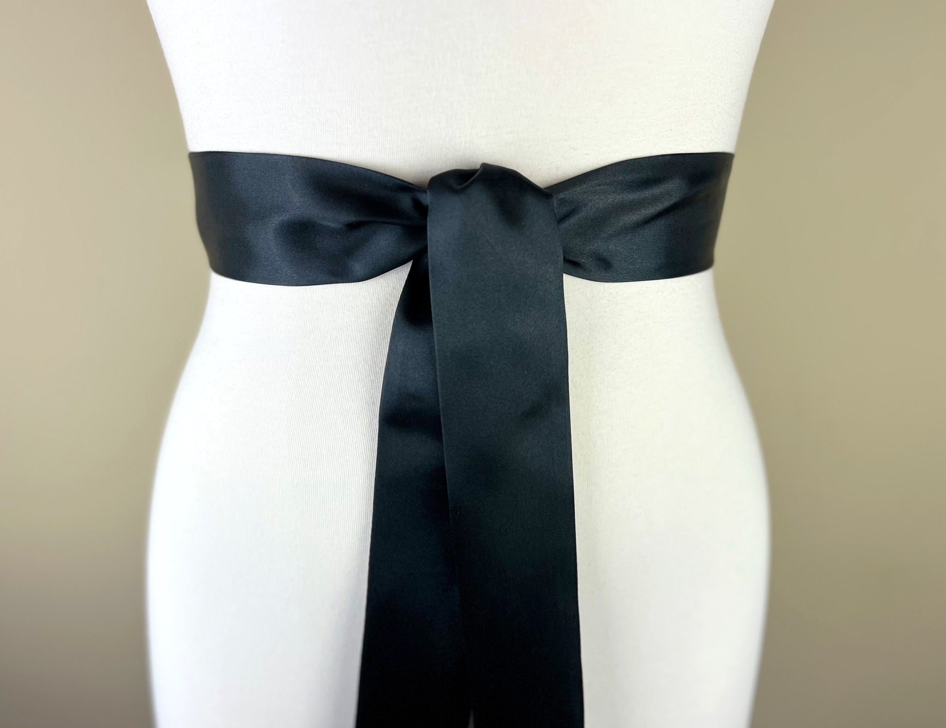 Narrow Black Satin Sash Belt by Satin Swank Narrow Black Satin Sash Belt by Satin Swank