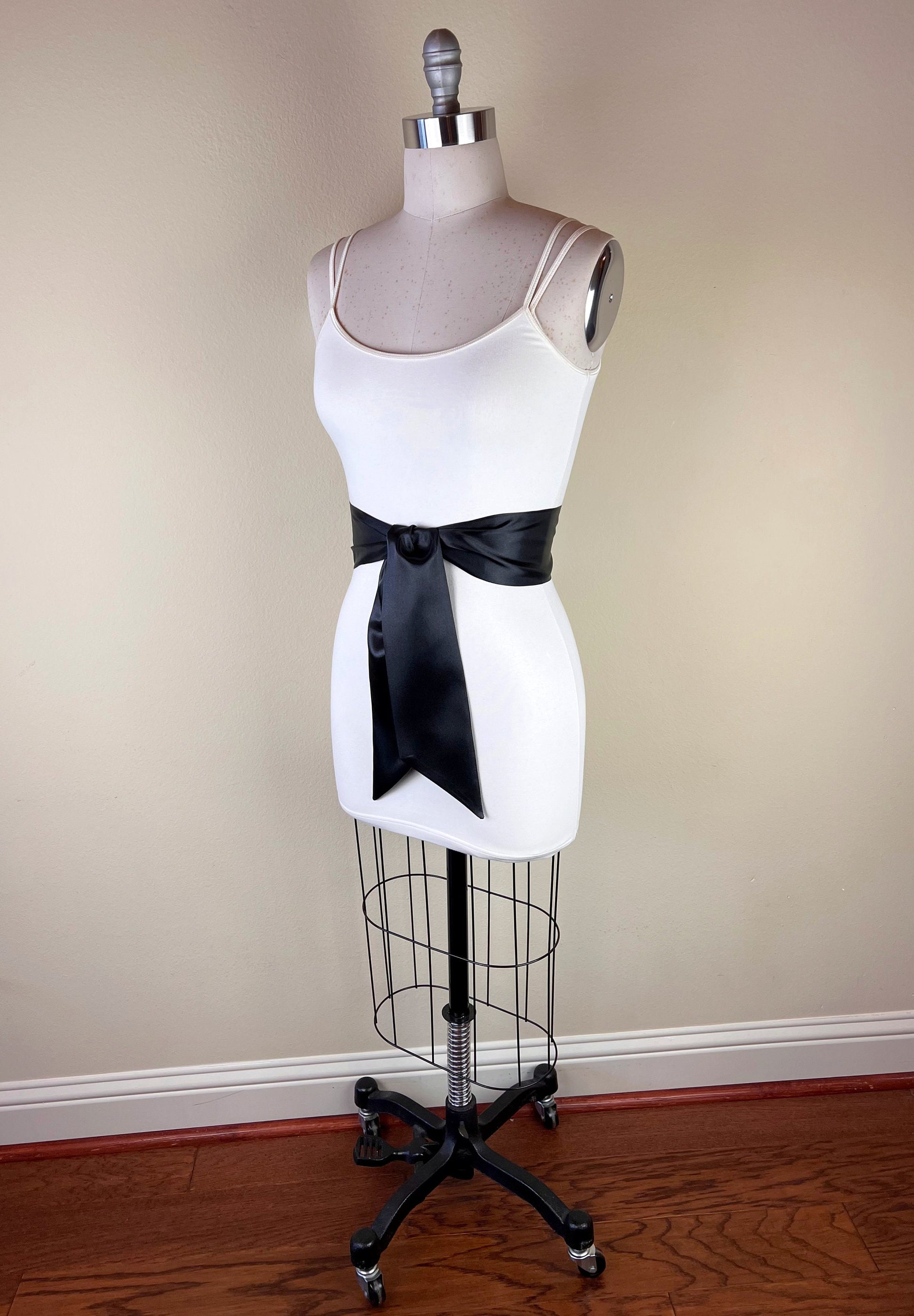 Wide Black Satin Sash Belt by Satin Swank Wide Black Satin Sash Belt by Satin Swank