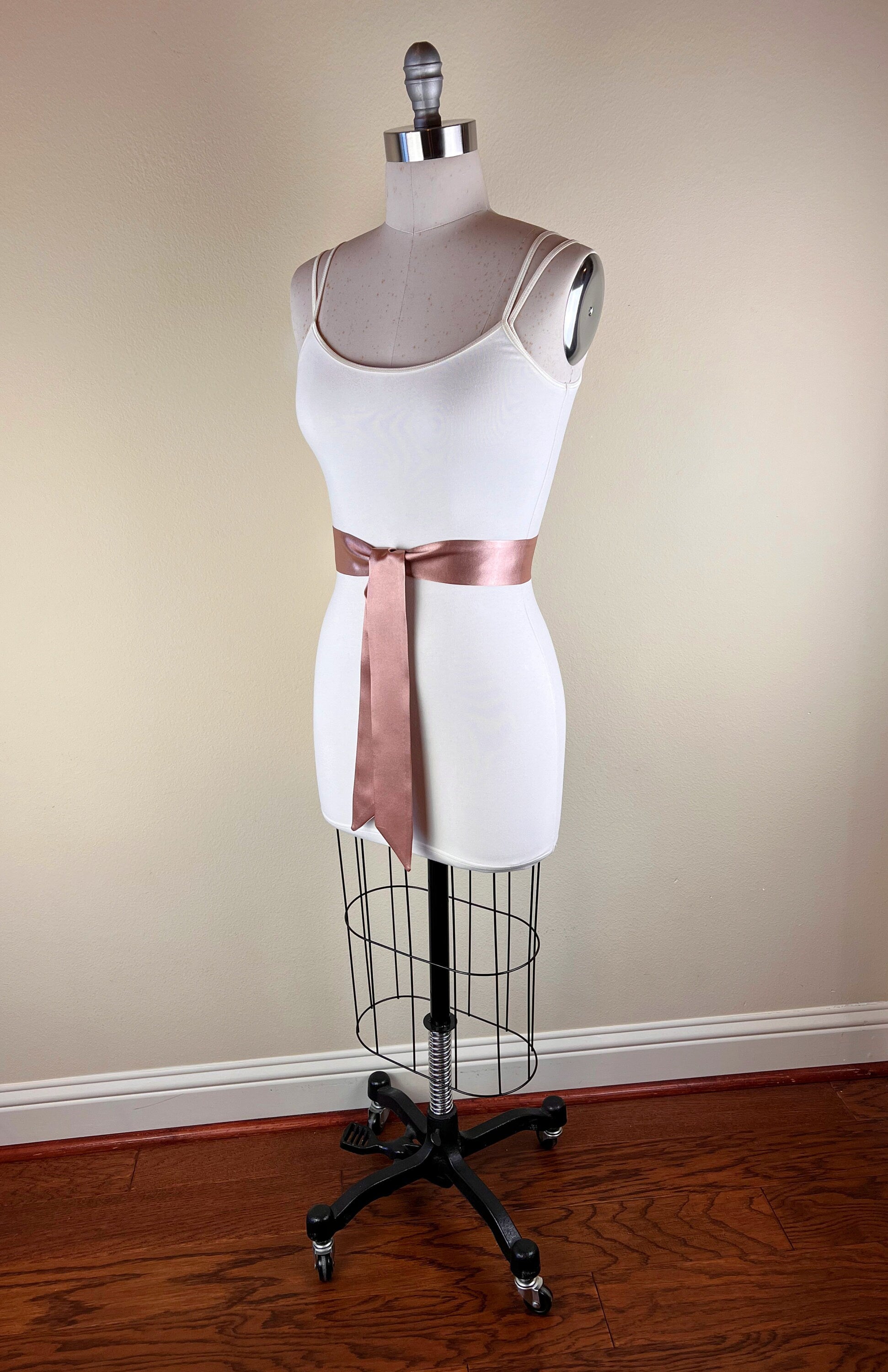 Narrow Rose Gold Satin Sash Belt by Satin Swank - 60 Narrow Rose Gold Satin Sash Belt by Satin Swank - 60
