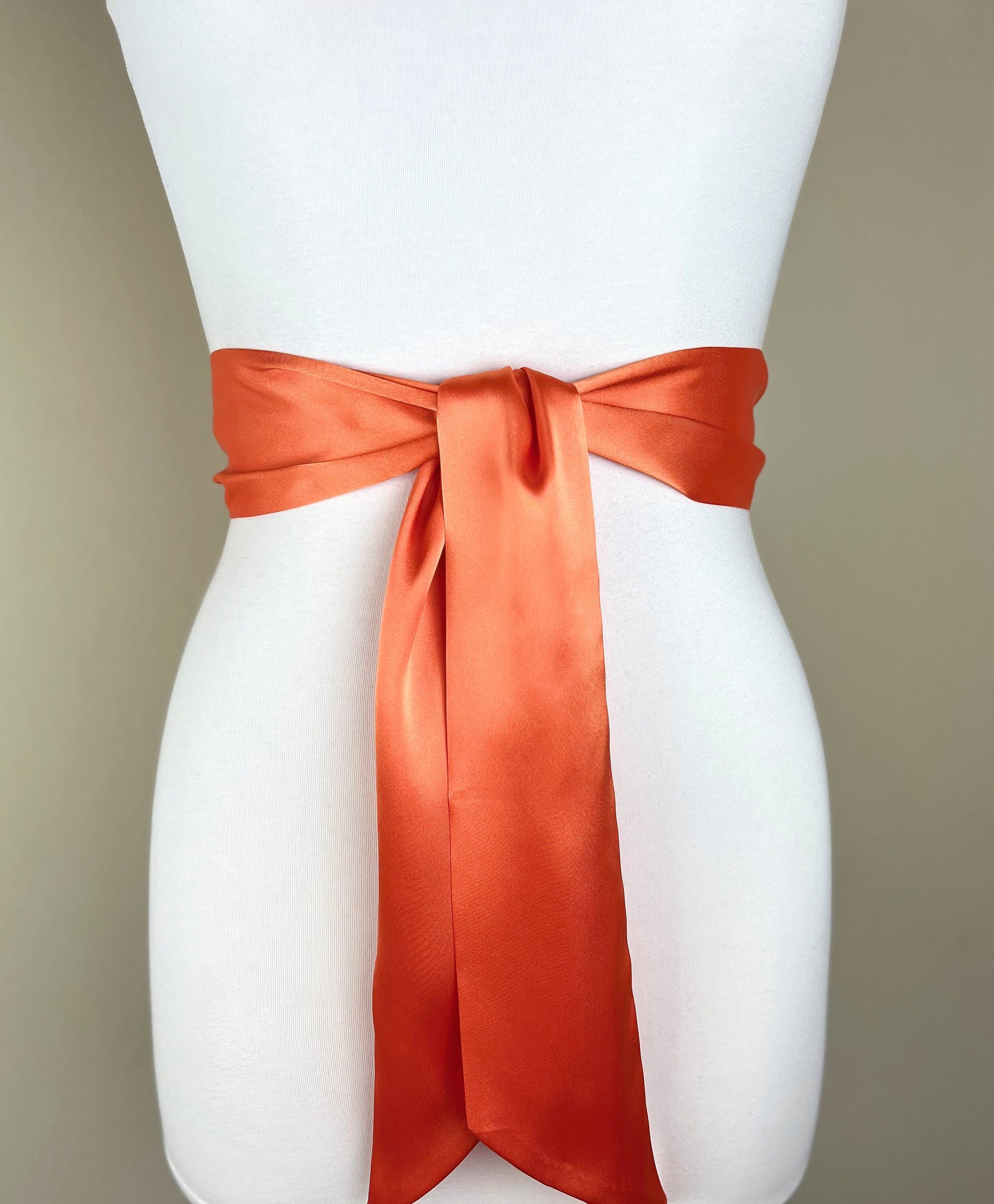 Wide Light Orange Sash Belt, Light Orange Satin Sash, Orange Dress Sash, Orange Wedding Sash, Orange Satin Sash Belt, Satin Swank
