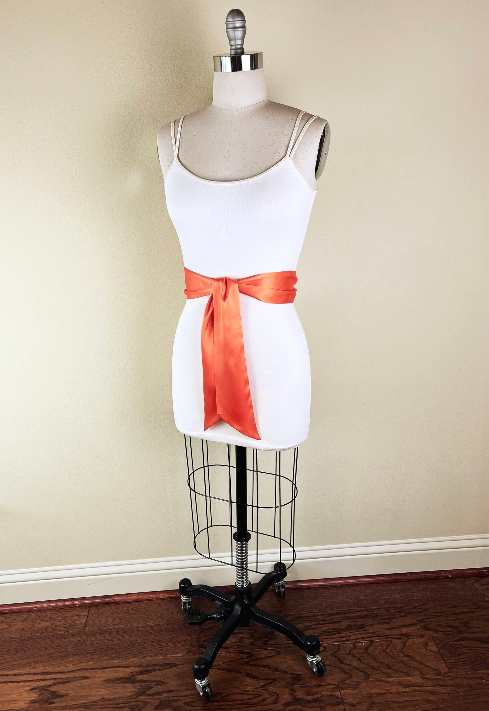 Wide Light Orange Sash Belt, Light Orange Satin Sash, Orange Dress Sash, Orange Wedding Sash, Orange Satin Sash Belt, Satin Swank