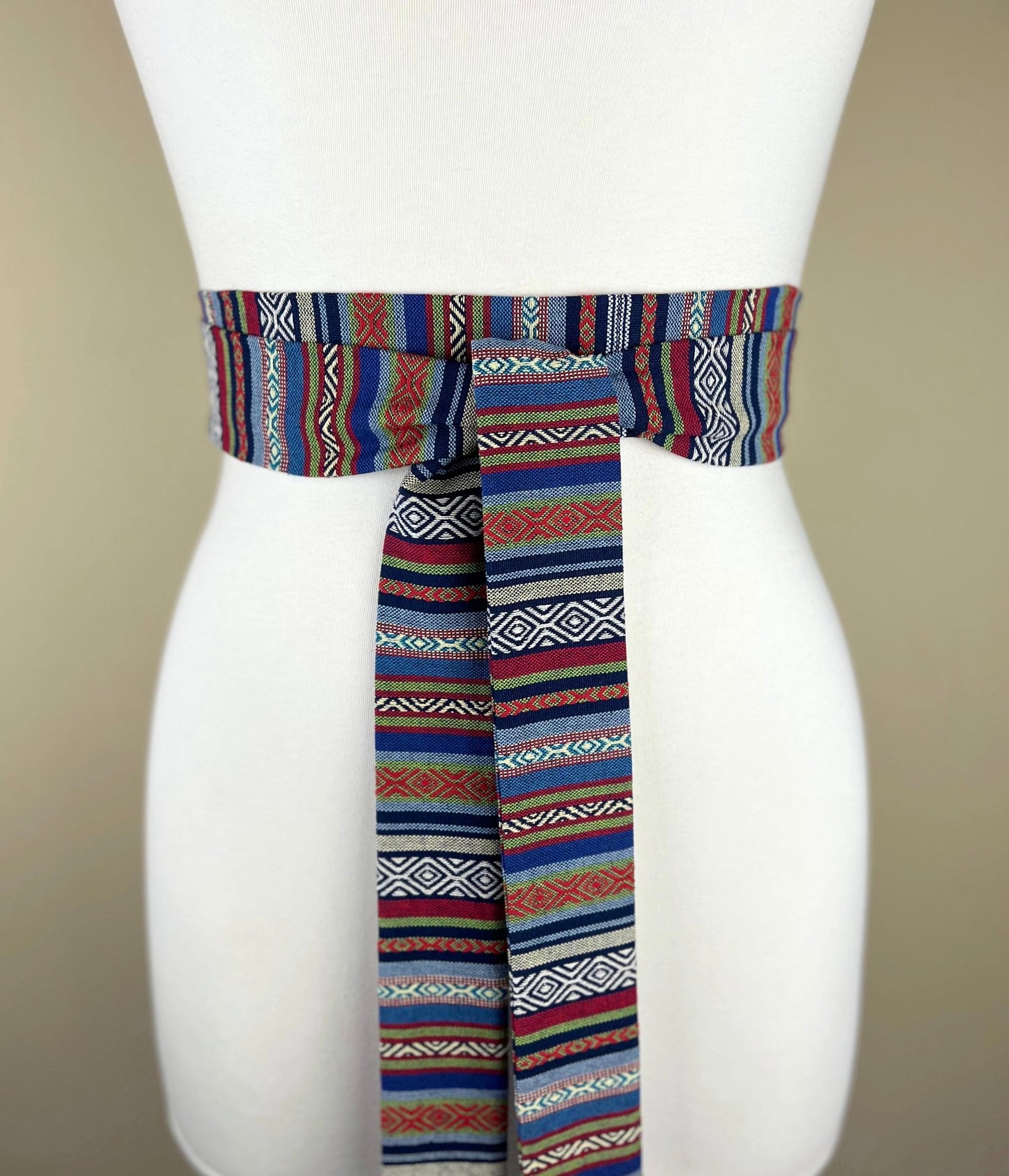 Aztec Sash, Tribal Sash, Woven Ethnic Print Sash, Native American Belt, Boho Accessories, Festival Print Waist Sash, Wrap Belt, Satin Swank