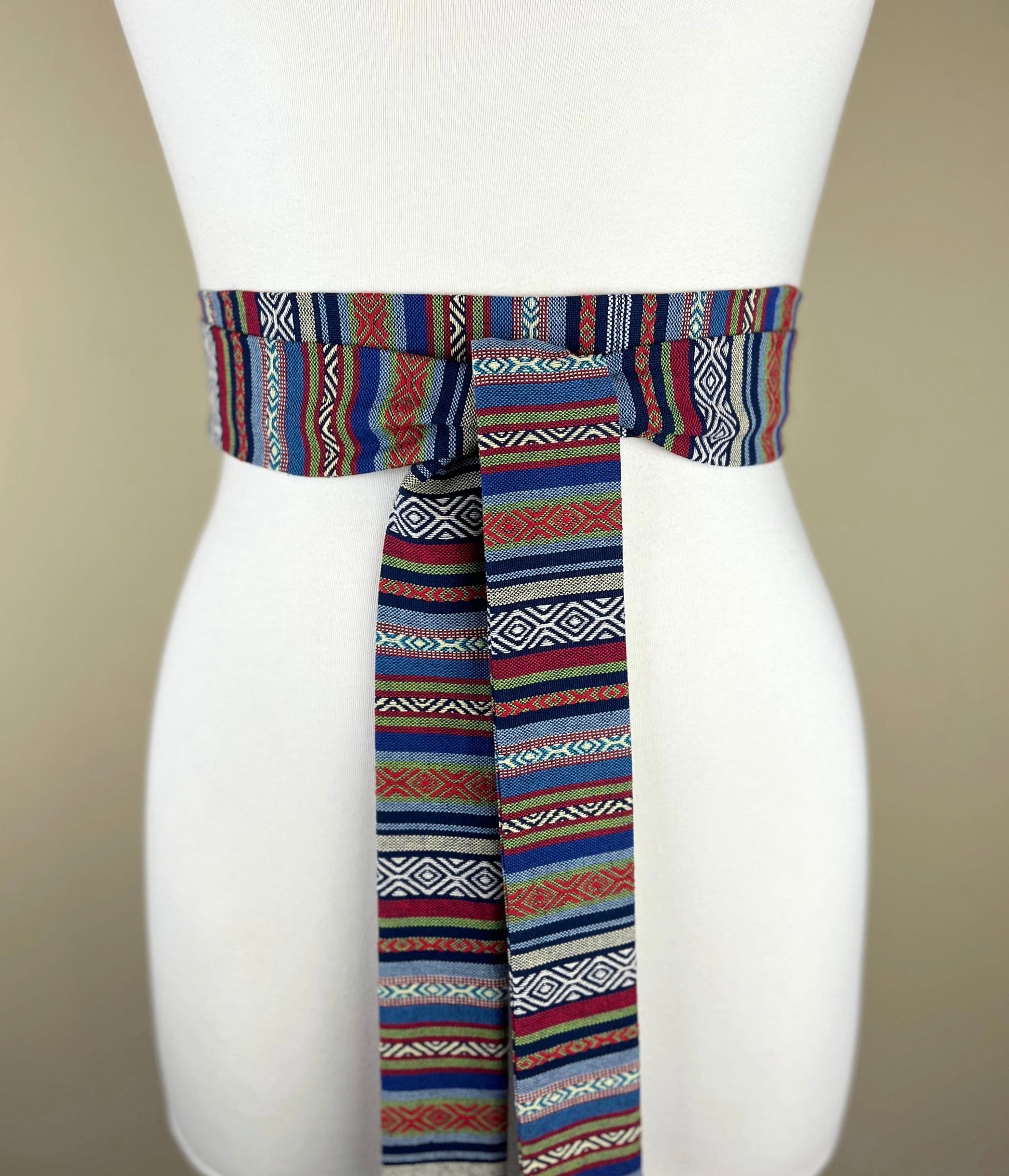 Aztec Sash, Tribal Sash, Woven Ethnic Print Sash, Native American Belt, Boho Accessories, Festival Print Waist Sash, Wrap Belt, Satin Swank