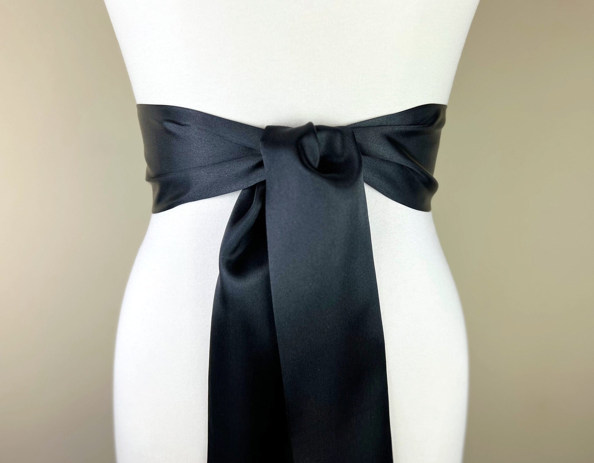 Wide Black Satin Sash Belt by Satin Swank Wide Black Satin Sash Belt by Satin Swank
