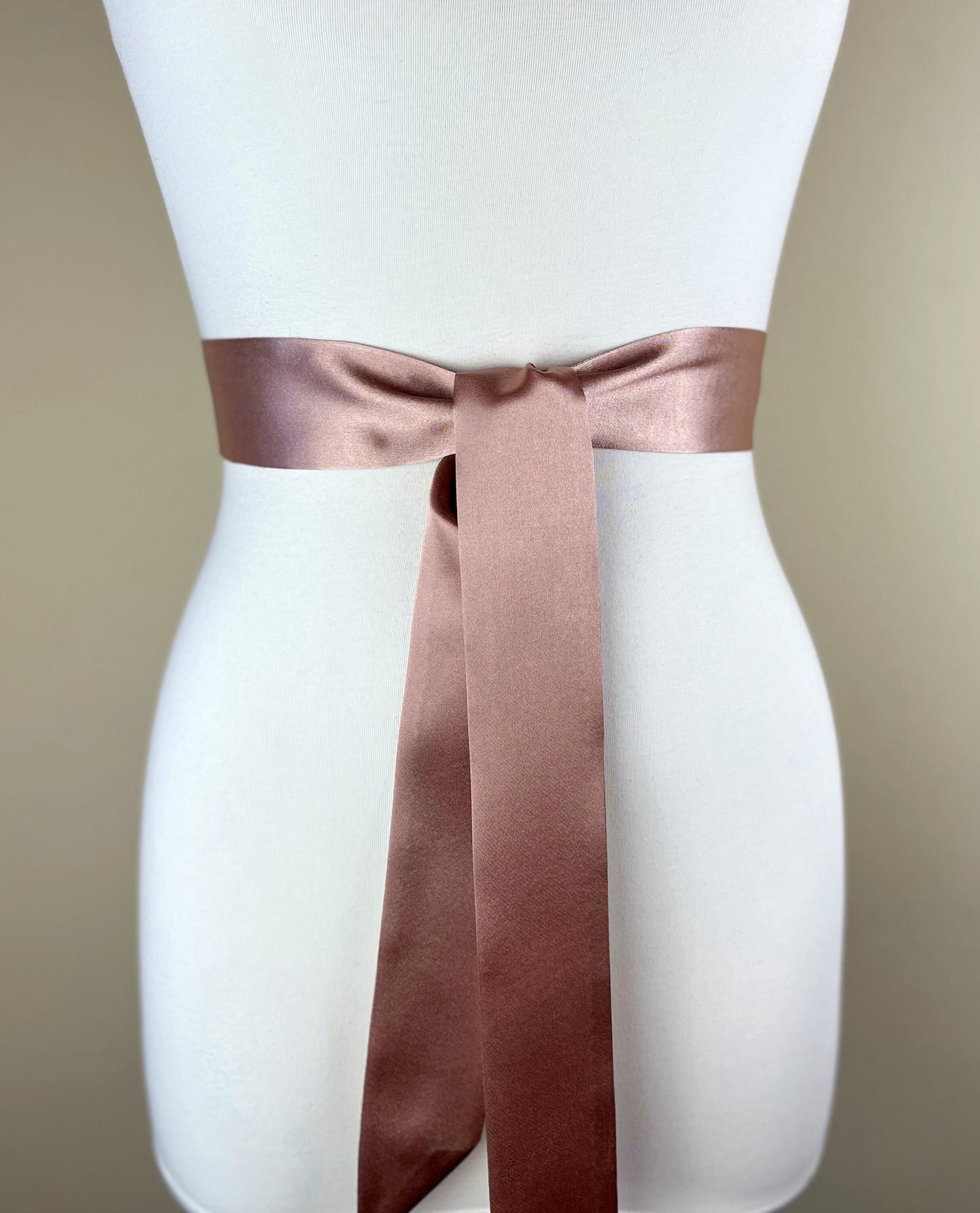 Narrow Rose Gold Satin Sash Belt by Satin Swank®
