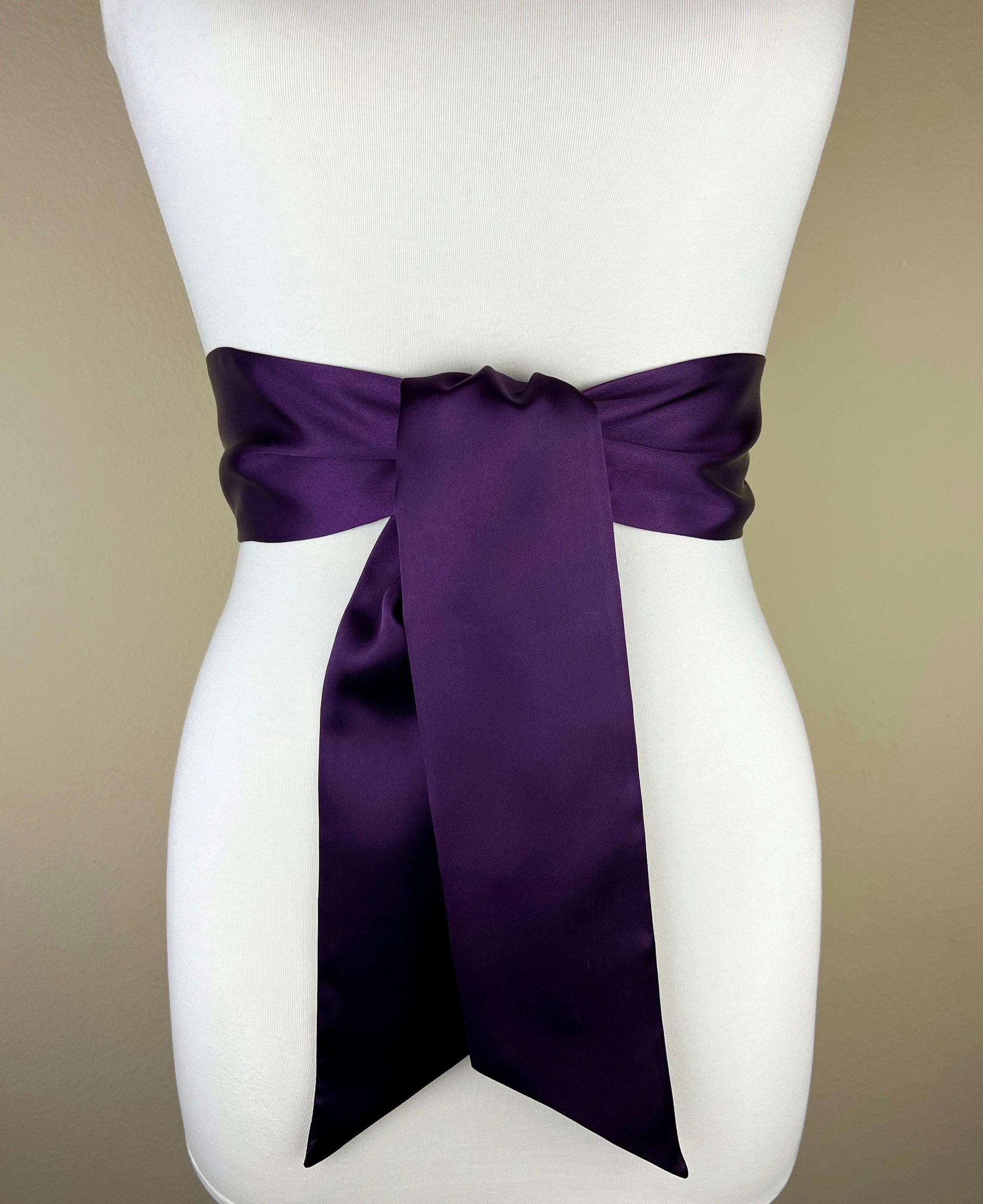 Plum Satin Sash, Plum Sash Belt, Wide Plum Wedding Dress Sash, Eggplant Sash, Dark Plum Bridal Sash Belt, Plum Bridesmaid Sash, Satin Swank