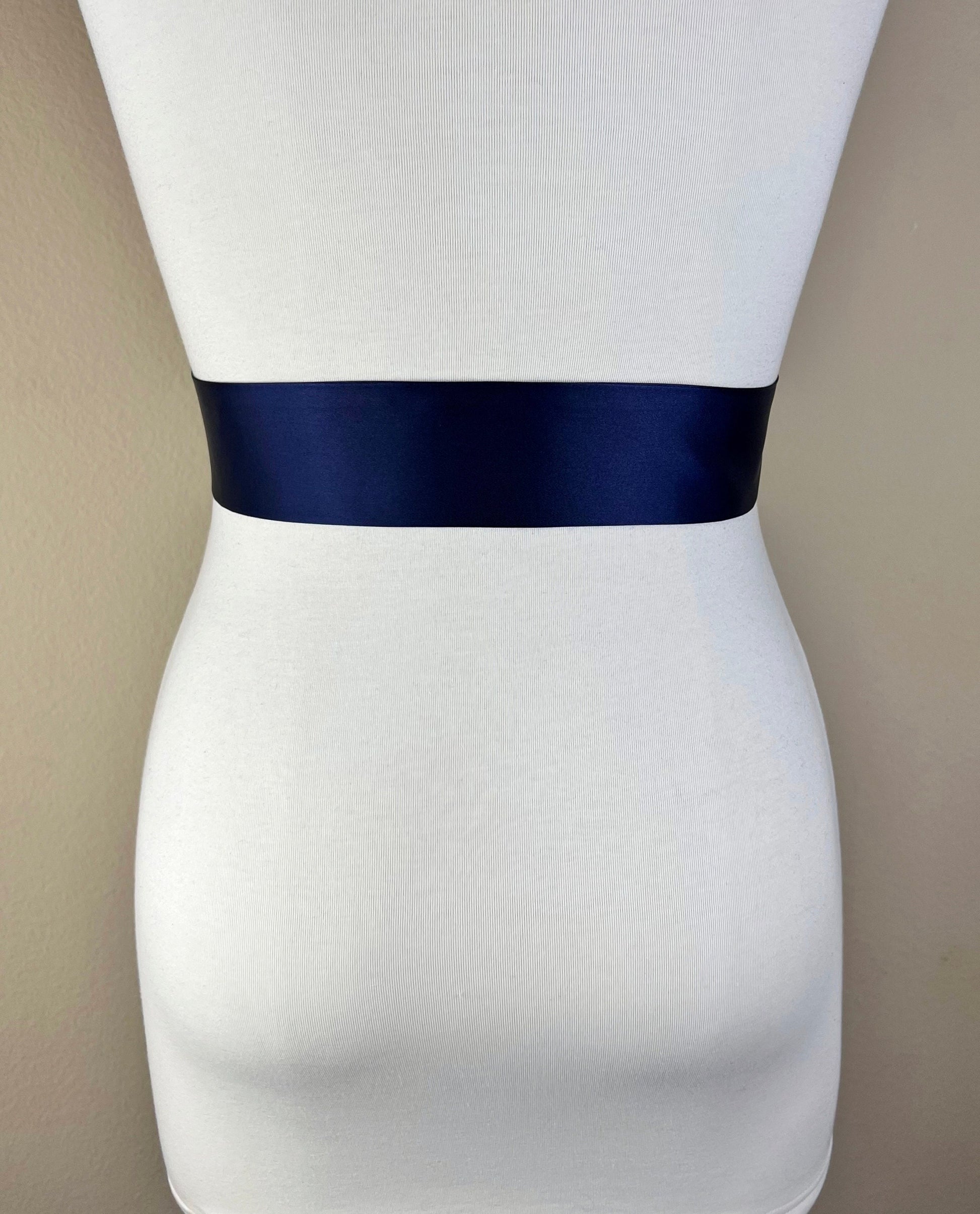 navy blue sash for wedding dress Navy Double Faced Satin Ribbon Sash Belt