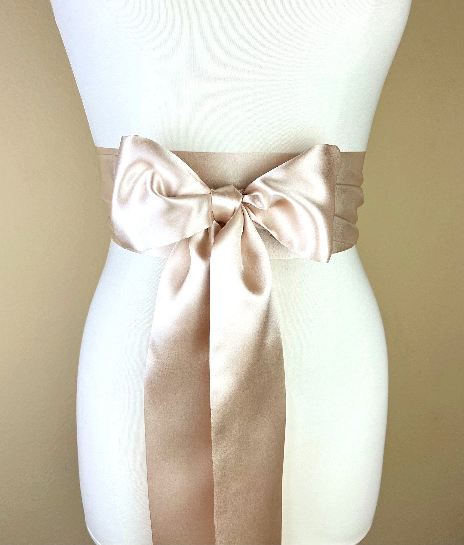 wedding dress champagne sash Champagne Double Faced Satin Ribbon Sash