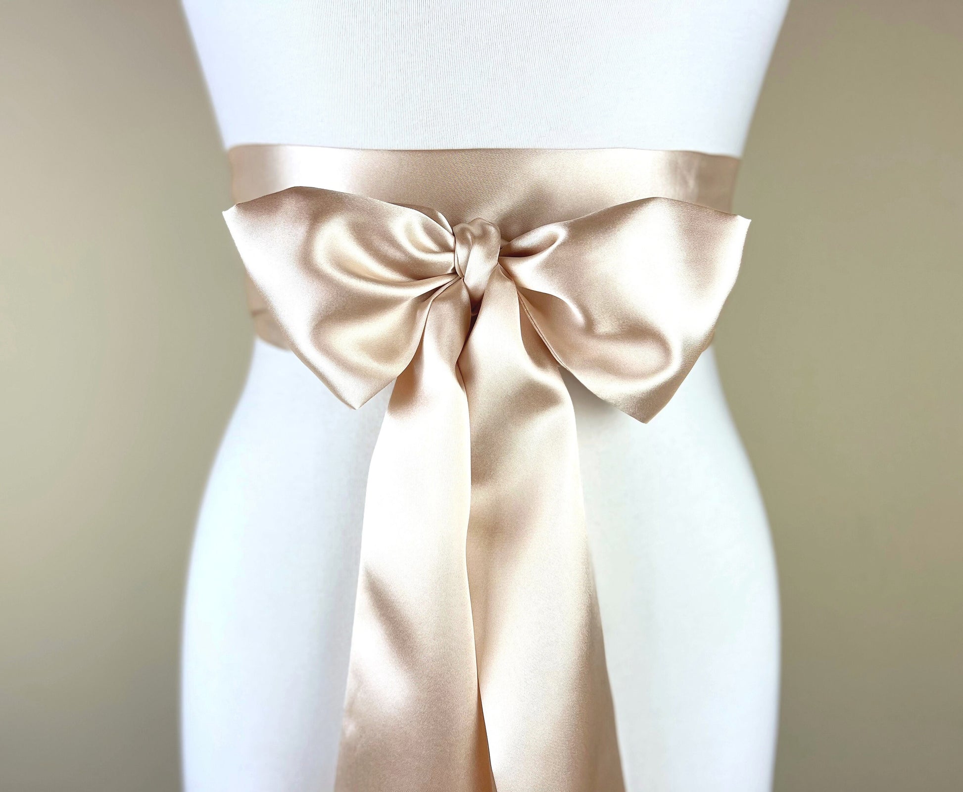Extra Long Champagne Satin Sash Belt by Satin Swank®