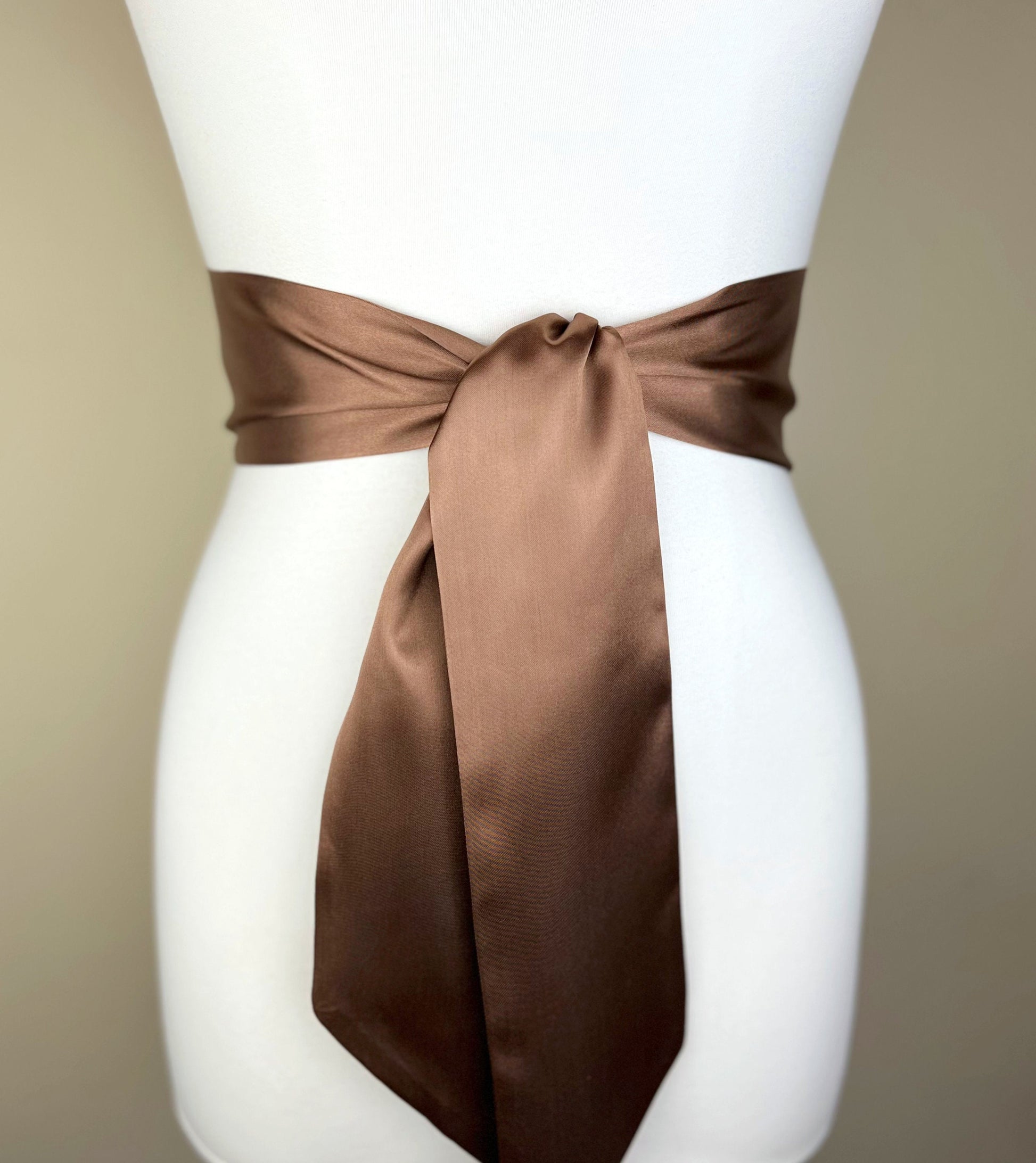 Wide Chestnut Brown Satin Sash Belt by Satin Swank Wide Chestnut Brown Satin Sash Belt by Satin Swank