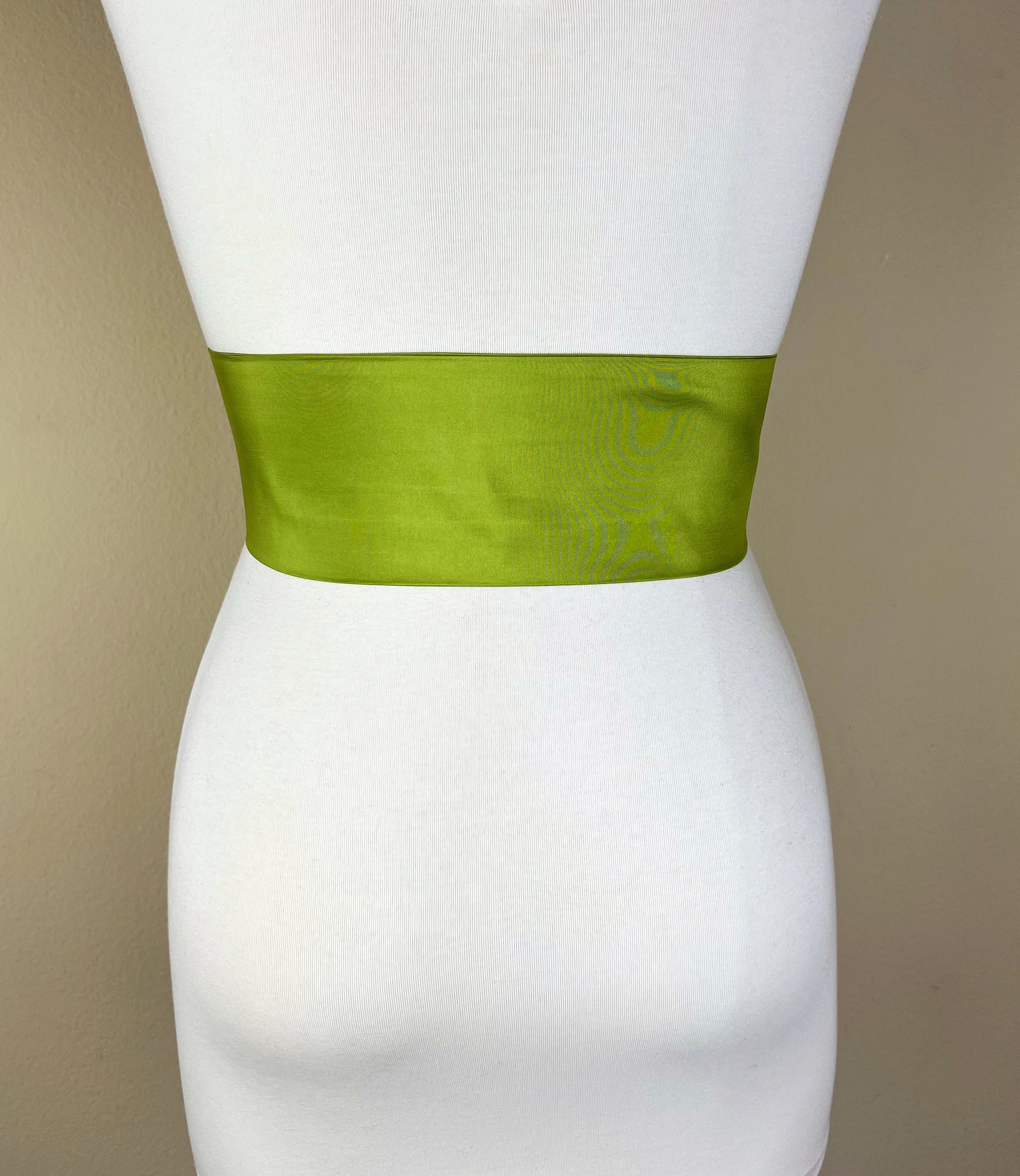 Crisp Taffeta Sash in Bright Moss Green, Green Taffeta Bow Belt, Moss Green Dress Sash, Taffeta Ball Gown Sash, Green Sash Belt, Satin Swank