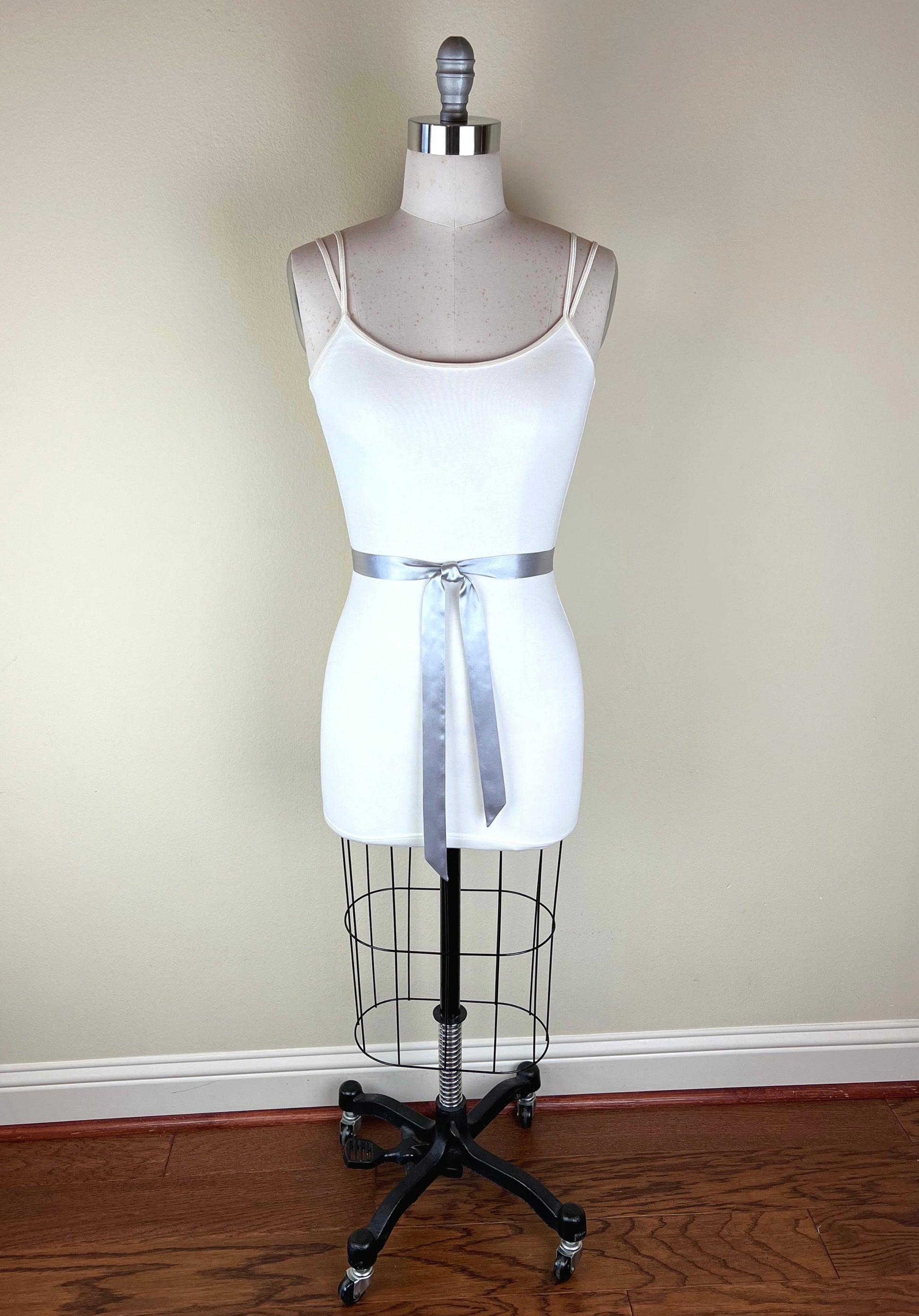 Extra Narrow Silver Satin Belt by Satin Swank®