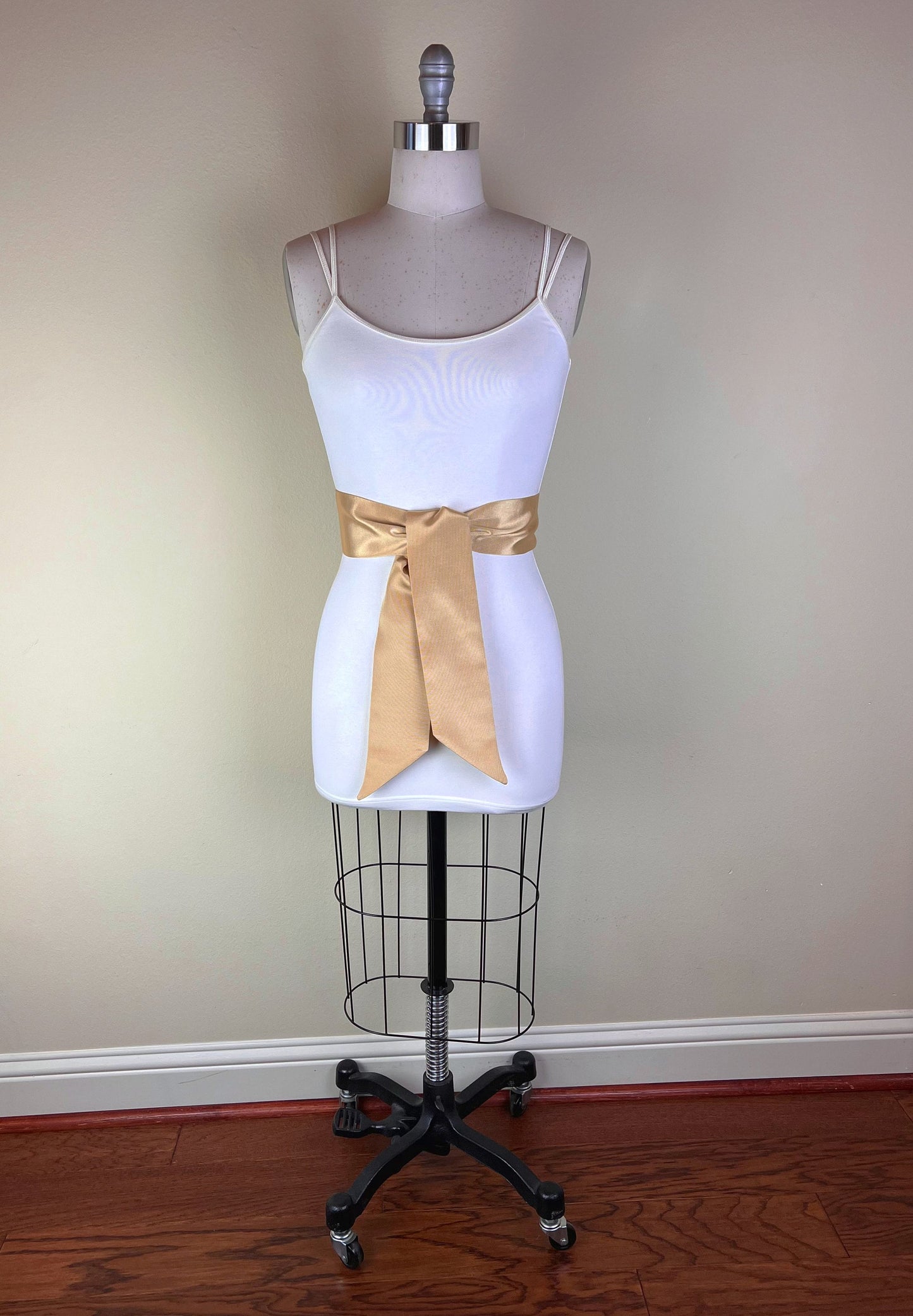 Wide Ribbed Gold Sash Belt, Light Gold Dress Sash, Textured Gold Tie Belt, Gold Wedding Sash Belt, Pale Gold Sash, Satin Swank