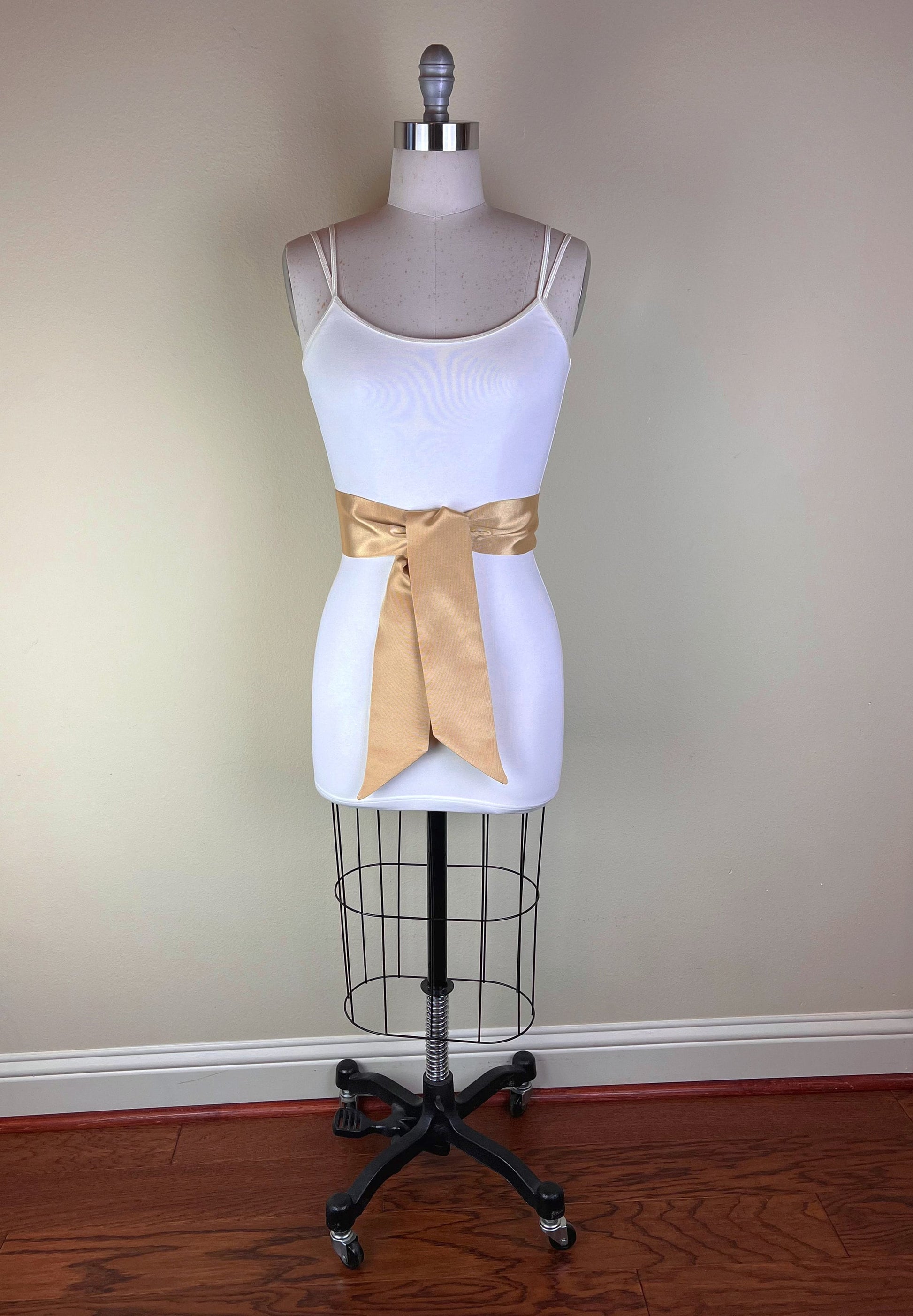 Wide Ribbed Gold Sash Belt, Light Gold Dress Sash, Textured Gold Tie Belt, Gold Wedding Sash Belt, Pale Gold Sash, Satin Swank