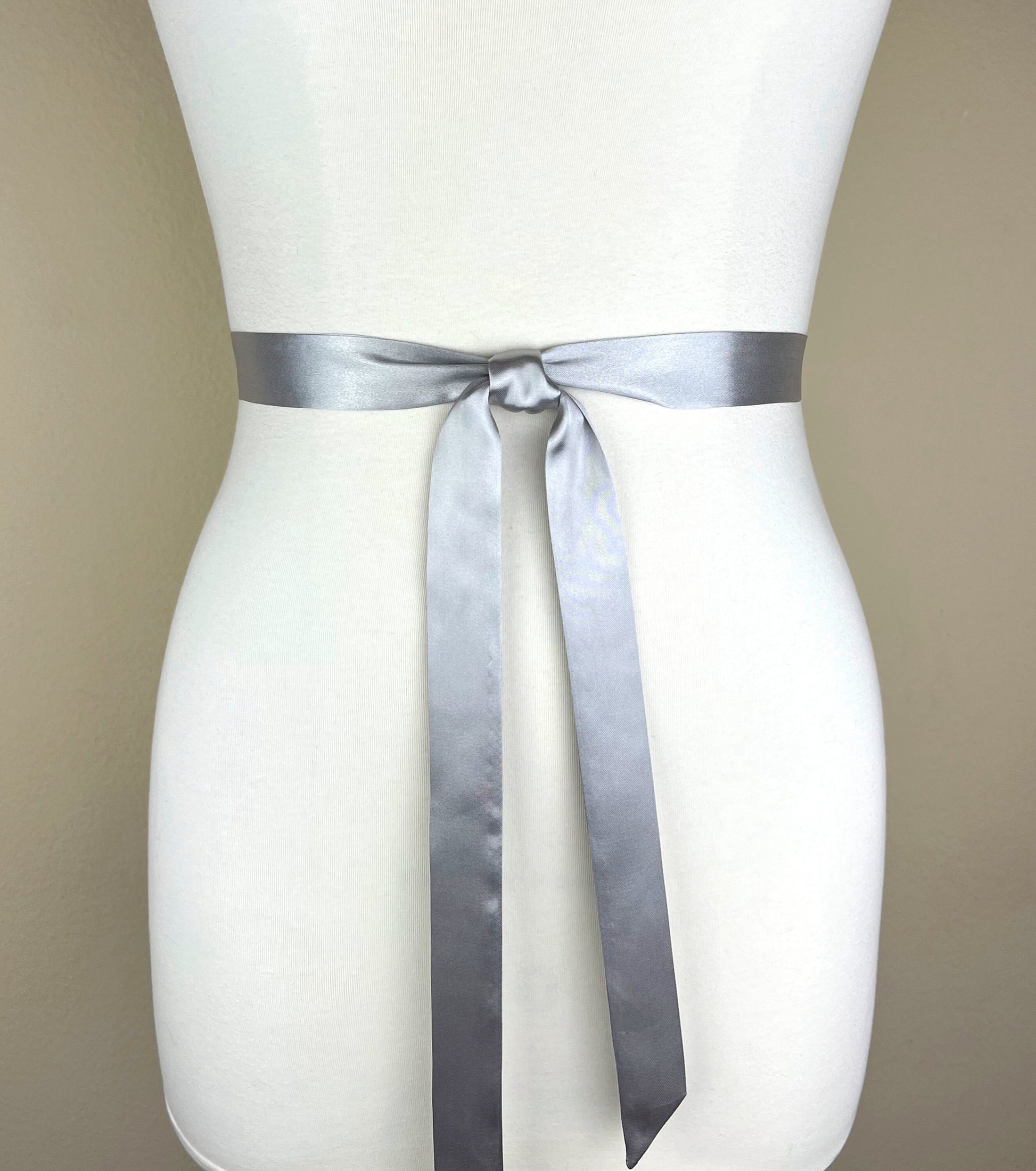 Extra Narrow Silver Sash, Bright Silver Satin Sash Belt, Skinny Sash Belt, Thin Sash Belt, Skinny Silver Belt, Satin Silver Belt Satin Swank