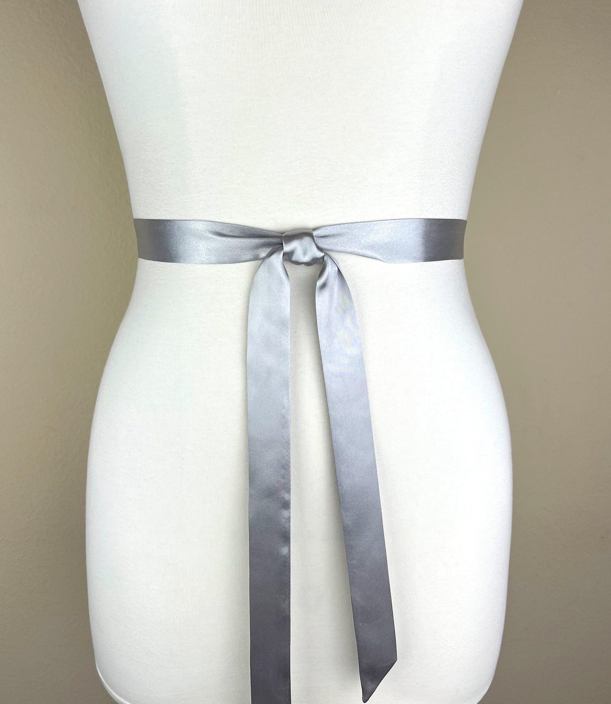 Extra Narrow Silver Sash, Bright Silver Satin Sash Belt, Skinny Sash Belt, Thin Sash Belt, Skinny Silver Belt, Satin Silver Belt Satin Swank