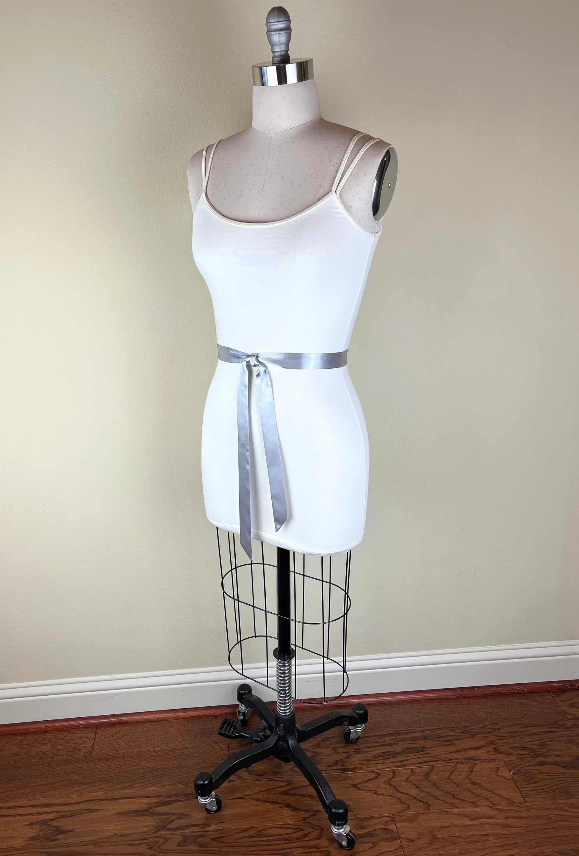 Extra Narrow Silver Sash, Bright Silver Satin Sash Belt, Skinny Sash Belt, Thin Sash Belt, Skinny Silver Belt, Satin Silver Belt Satin Swank