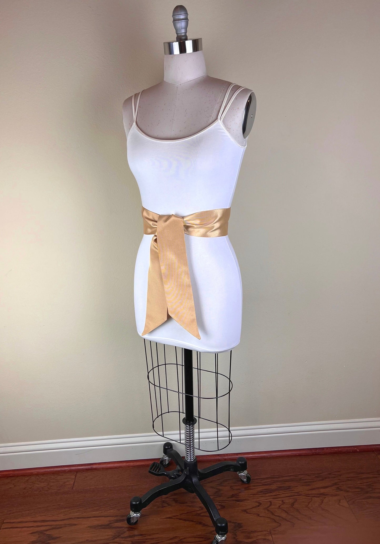 Wide Ribbed Gold Sash Belt, Light Gold Dress Sash, Textured Gold Tie Belt, Gold Wedding Sash Belt, Pale Gold Sash, Satin Swank