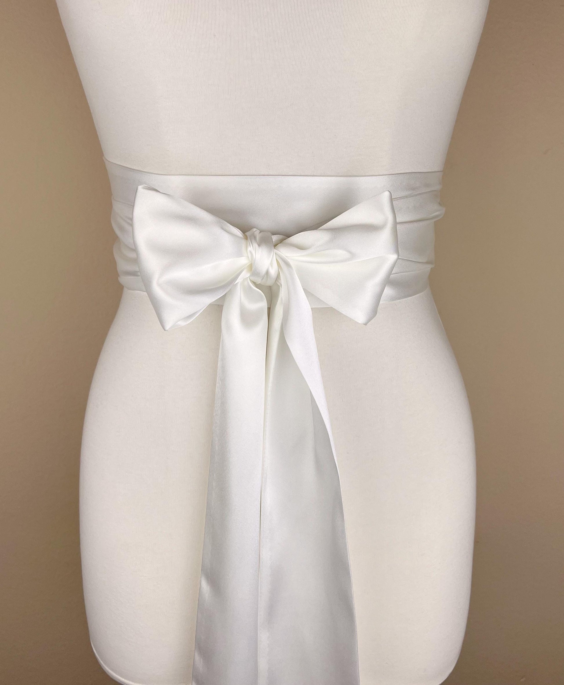 Extra Long Off White Light Ivory Satin Sash by Satin Swank Extra Long Off White Light Ivory Satin Sash by Satin Swank