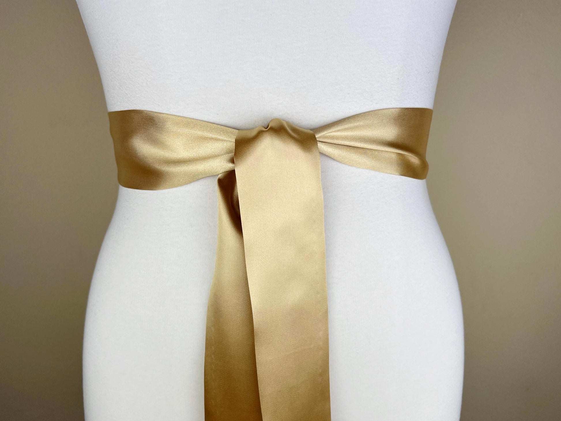 Pale Gold Sash, Narrow Gold Satin Sash Belt, Bridesmaid Sash, Gold Wedding Dress Sash, Gold Bridal Sash, Wedding Gown Sash, Satin Swank